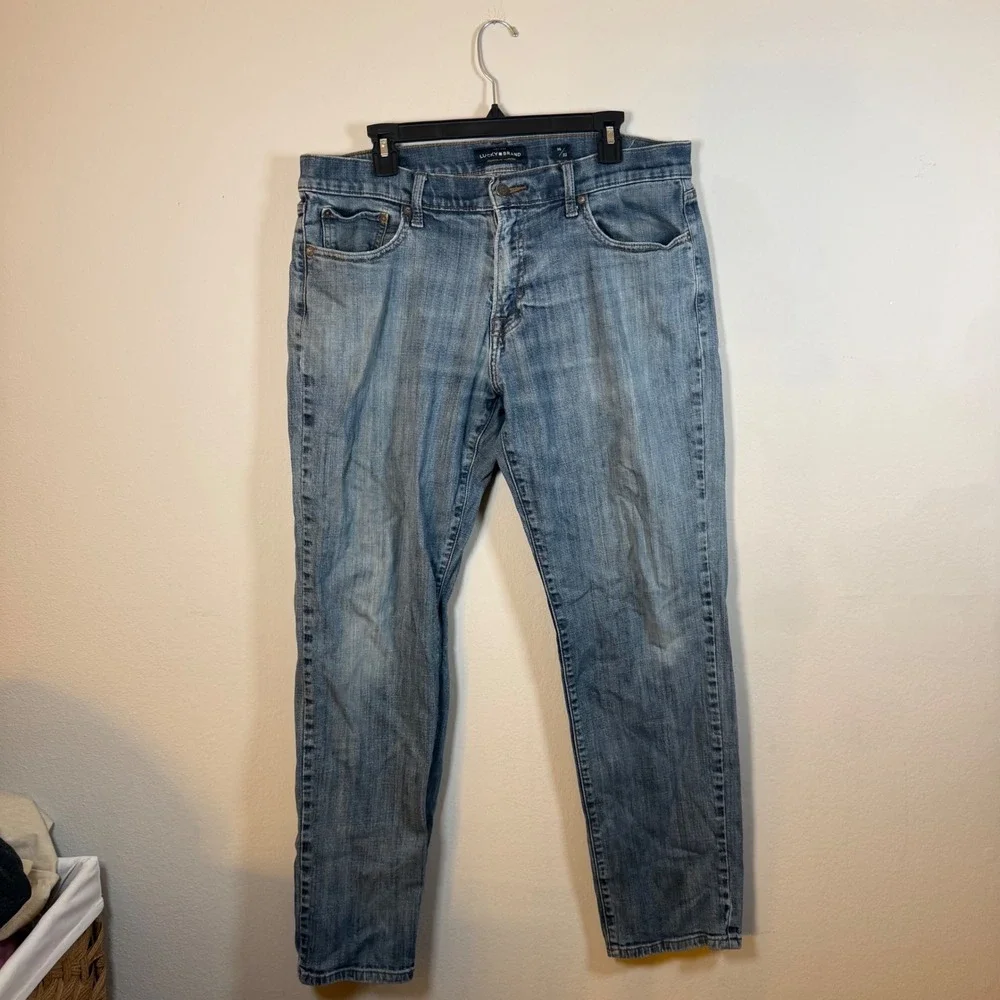 Lucky Brand Men's 36x32 Straight Leg Blue‎ Wash Denim Jeans light wash